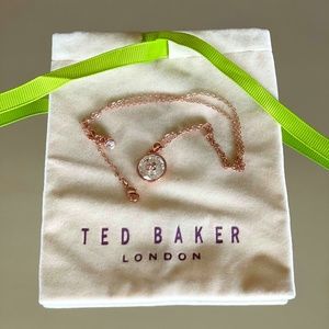 Ted Baker rose gold button crystal necklace